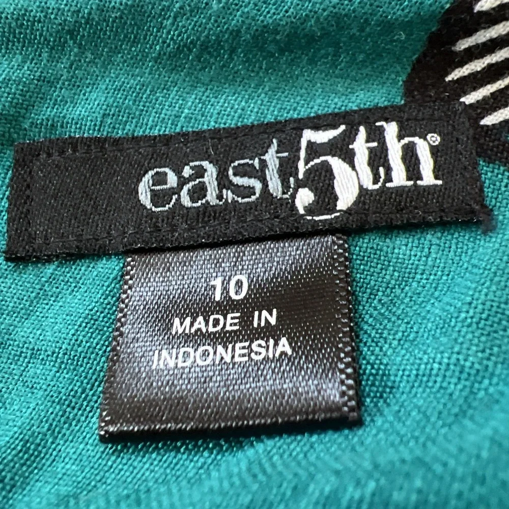 East 5th A-Line Skirt Sz 10 Boho Linen Blend Teal Floral Belt Pleated‎ Tie Belt